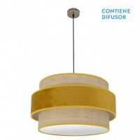 Distribuidor - Lâmpadas Diversas | Colgantes Moderno | COLGANTE REYES 3XE27 CUERO/NATURAL-YEMA REGX60X60 CM Ref: 177496050